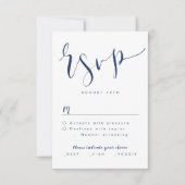 Marine Blue Modern Simple Script mariage RSVP (Devant)
