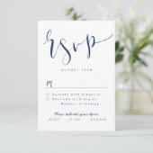 Marine Blue Modern Simple Script mariage RSVP (Debout devant)