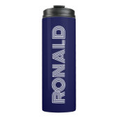 Marine Blue Moderne Typografie Gepersonaliseerd Thermosbeker (Voorkant)