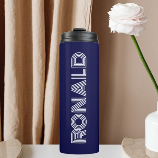 Marine Blue Moderne Typografie Gepersonaliseerd Thermosbeker