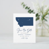 Marine Blue Montana State Map QR Code Bewaar de da Aankondigingskaart (Staand voorkant)