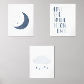 Marine Blue Moon and Stars Nursery Decor (Recto)