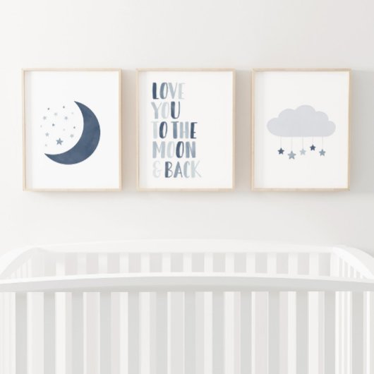 Marine Blue Moon and Stars Nursery Decor