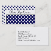 Marine Blue Polka Dot Cartes de visite professionn (Devant / Derrière)