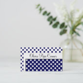 Marine Blue Polka Dot Cartes de visite professionn (Debout devant)
