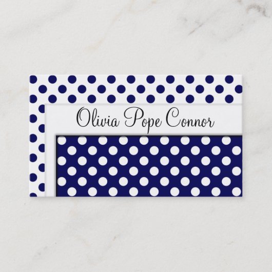 Marine Blue Polka Dot Cartes de visite professionn (Devant)