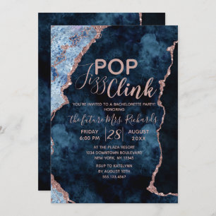 Marine Blue Pop Fizz Clink Bachelorette Invitation
