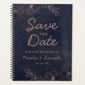 Marine Blue & Rose Gold Foil Enregistrer la date M (Devant)