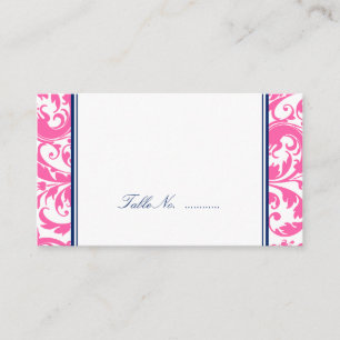 Marine Blue Rose Swirl Mariage damassé Cartes de P