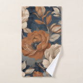 Marine Blue Rust Orange Moderne Agritourisme Flora (Serviette à main)