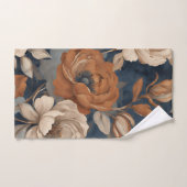 Marine Blue Rust Orange Moderne Agritourisme Flora (Serviette à main)