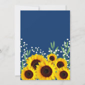 Marine Blue Rustic Sunflower Invitations de mariag (Dos)