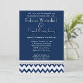 Marine Blue & Silver Mod Chevron Faire-part de mar (Debout devant)
