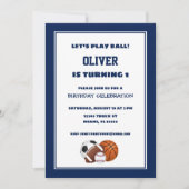 Marine Blue Sports Invitation Anniversaire (Devant)