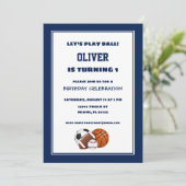 Marine Blue Sports Invitation Anniversaire (Debout devant)