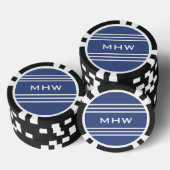 Marine Blue Stripes aangepaste monogram poker chip (Opstapeling)