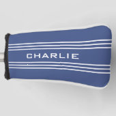 Marine Blue Stripes aangepaste monogram putter cov Golfheadcover (Voorkant)