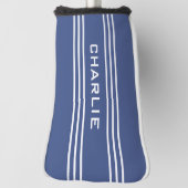 Marine Blue Stripes aangepaste monogram putter cov Golfheadcover (Draai 90)