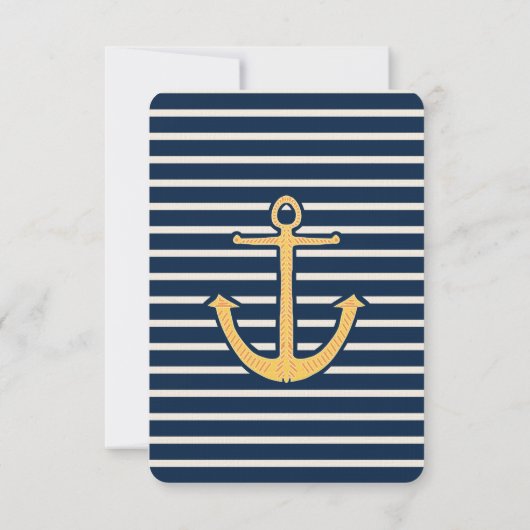 Marine Blue Stripes Ancre Mariage RSVP (Dos)