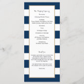 Marine Blue Stripes Cape Cod Kaart | ceremonieprog (Achterkant)