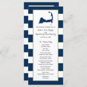 Marine Blue Stripes Cape Cod Kaart | ceremonieprog (Voorkant / Achterkant)