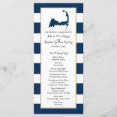 Marine Blue Stripes Cape Cod Kaart | ceremonieprog (Voorkant)