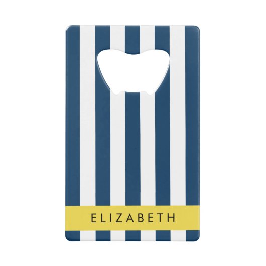 Marine Blue Stripes, Motif rayé, Votre nom (Devant)