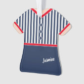 Marine Blue Stripes Red Trim Athletic Tennis Outfi (devant)