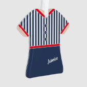 Marine Blue Stripes Red Trim Athletic Tennis Outfi (devant)
