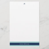 Marine Blue Turquoise Monogramme papeterie (Devant)