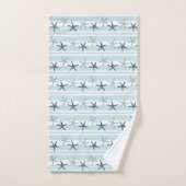 Marine Blue Turquoise Star Poisson rayé Monogramme (Serviette à main)