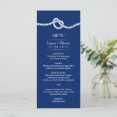 Marine Blue Tying Knot Menu Mariage nautique (Debout devant)