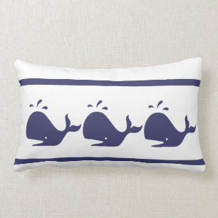 marine BLUE WHALE White PILLOW (witte zeestuin) Kussen