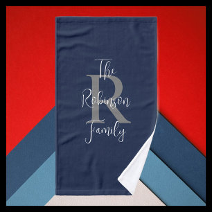 Marine Blue White Grey Nom de famille Monogramme