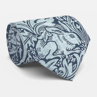Marine Blue White Rabbit William Morris Cravate
