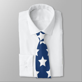 Marine Blue & White Stars Retro Cravate