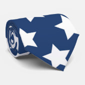 Marine Blue & White Stars Retro Cravate (Roulé)