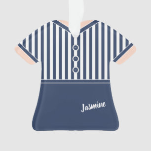 Marine Blue & White Stripes Athletic Tennis Outfit