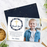 Marine Blue Wreath Gold Communion Carte de remerci<br><div class="desc">Marine Blue Wreath Gold Communion Carte de remerciements</div>