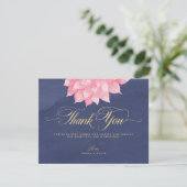 Marine Blush Floral Dahlia Mariage Carte de remerc (Debout devant)