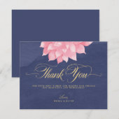 Marine Blush Floral Dahlia Mariage Carte de remerc (Devant / Derrière)