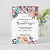 Marine & Blush Floral Fête des Mères Invitation Br (Debout devant)