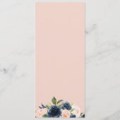 Marine Blush Floral or Feuille menu Mariage (Dos)