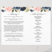 Marine Blush Floral Photo Funeral Programme comple (Dos)