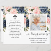 Marine Blush Floral Photo Funeral Programme comple (Devant / Derrière)