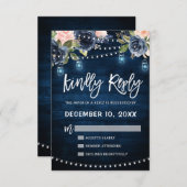 Marine Blush Floral Russe String Light RSVP (Devant / Derrière)