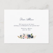 marine blush floral serez-vous ma carte de demoise (Dos)