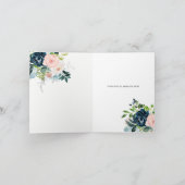 Marine Blush Gold Floral Carte de remerciements gé (Intérieur)
