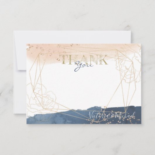 Marine Blush Gold Merci carte de note (Devant)