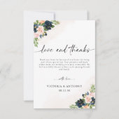 Marine & Blush rose Floral Mariage Merci Cartes (Devant)